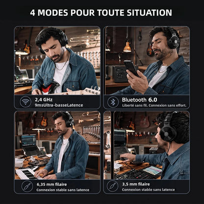 OneOdio Studio Max Wireless DJ Headphones Bluetooth 6.0 – 9ms Ultra Low Latency, Hi-Res LDAC Studio Monitor Over-Ear Headset with Microphone