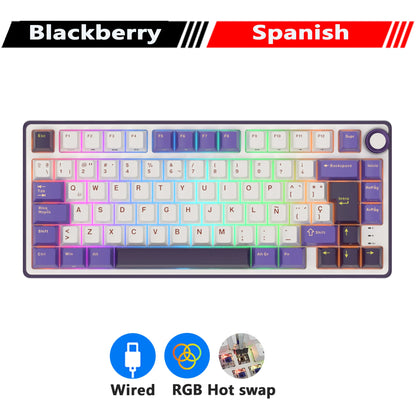 RK R75 Royal Kludge Wired Mechanical Keyboard 80 Keys 80% Gasket RGB Backlit Hot-swappable Gaming Keyboard with MDA PBT Keycaps