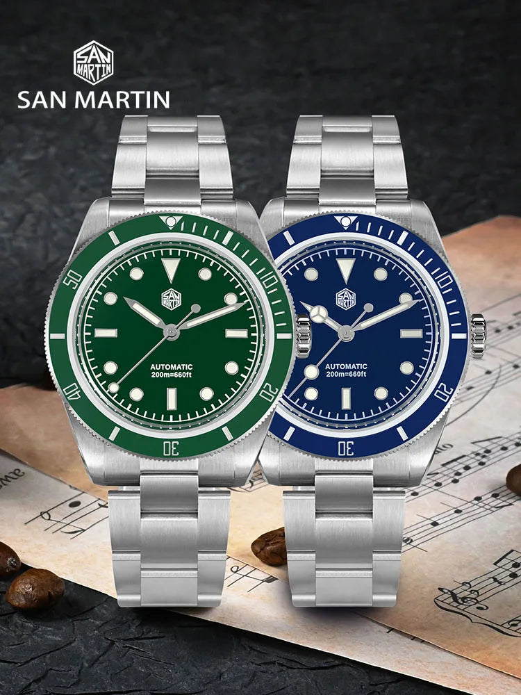 San Martin Vintage 38mm 6200 Diver Watch New Upgraded for Men Luxury NH35 Automatic Mechanical Sapphire Waterproof 200m Relojes