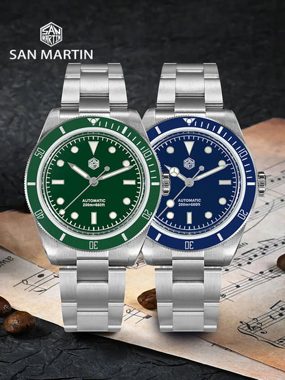 San Martin Vintage 38mm 6200 Diver Watch New Upgraded for Men Luxury NH35 Automatic Mechanical Sapphire Waterproof 200m Relojes