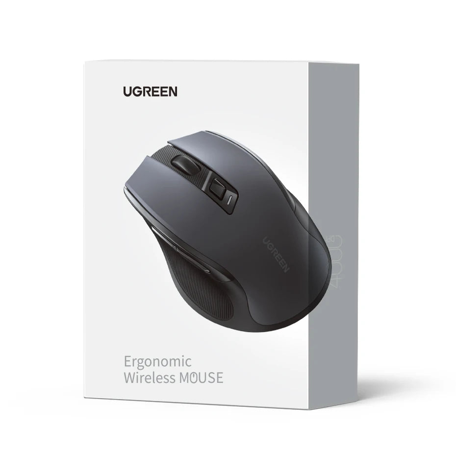 UGREEN Wireless Ergonomic Mouse 4000 DPI Silent Wireless Mouse with 6 Buttons, 2.4G & Bluetooth Ergonomic Mouse for Laptop, MacBook, PC & Tablet