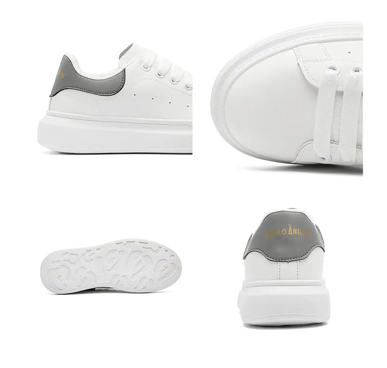 White Minimalist Sneakers For Men Comfy Leather Casual Sneakers Man Platform Skateboard Shoes Outdoor Low-cut Men's Sports Shoes