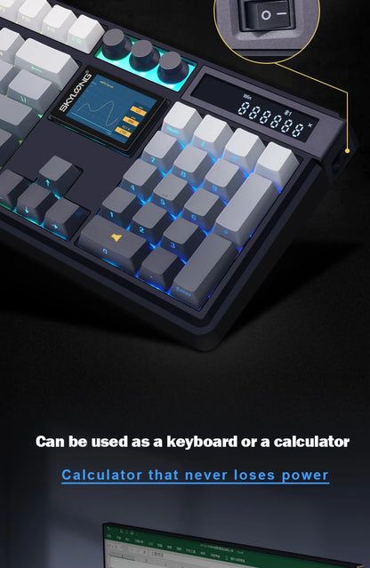 SKYLOONG GK104 Pro Wireless Mechanical Keyboard, 104-Key Custom Hot-Swappable RGB Gaming Keyboard with LCD Screen, Triple Mode Bluetooth/2.4G/USB-C Mechanical Keyboard