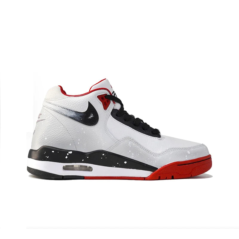 Προσαρμοσμένα αθλητικά παπούτσια Nike Flight Legacy Plum Blossom σε χρώμα Snow, κινέζικου στιλ, ρετρό, μεσαίου ύψους, για μπάσκετ, με μενταγιόν, για άνδρες