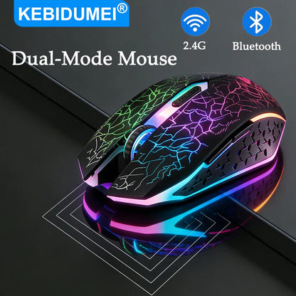 RGB Gaming Mouse Wireless Bluetooth 5.2 Mouse 1600DPI Ergonomic Silent 6 Button Rechargeable Mouse for PC MacBook Gaming & Office