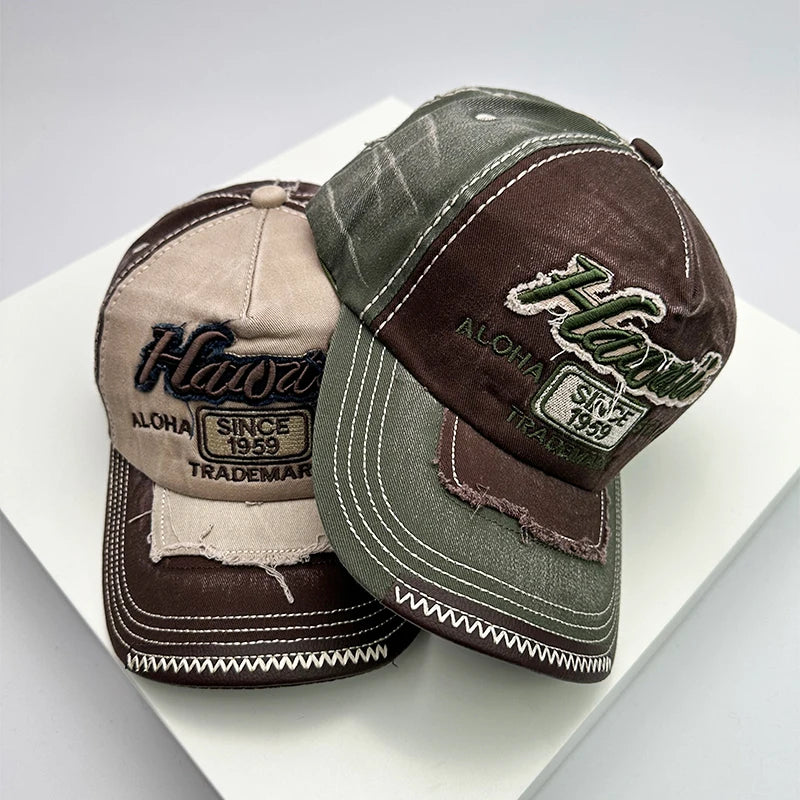 Korean Vintage Washing Men Women Baseball Hats Cotton Snapback Caps Embroidery New Versatile Fashion Letter Leisure Distress
