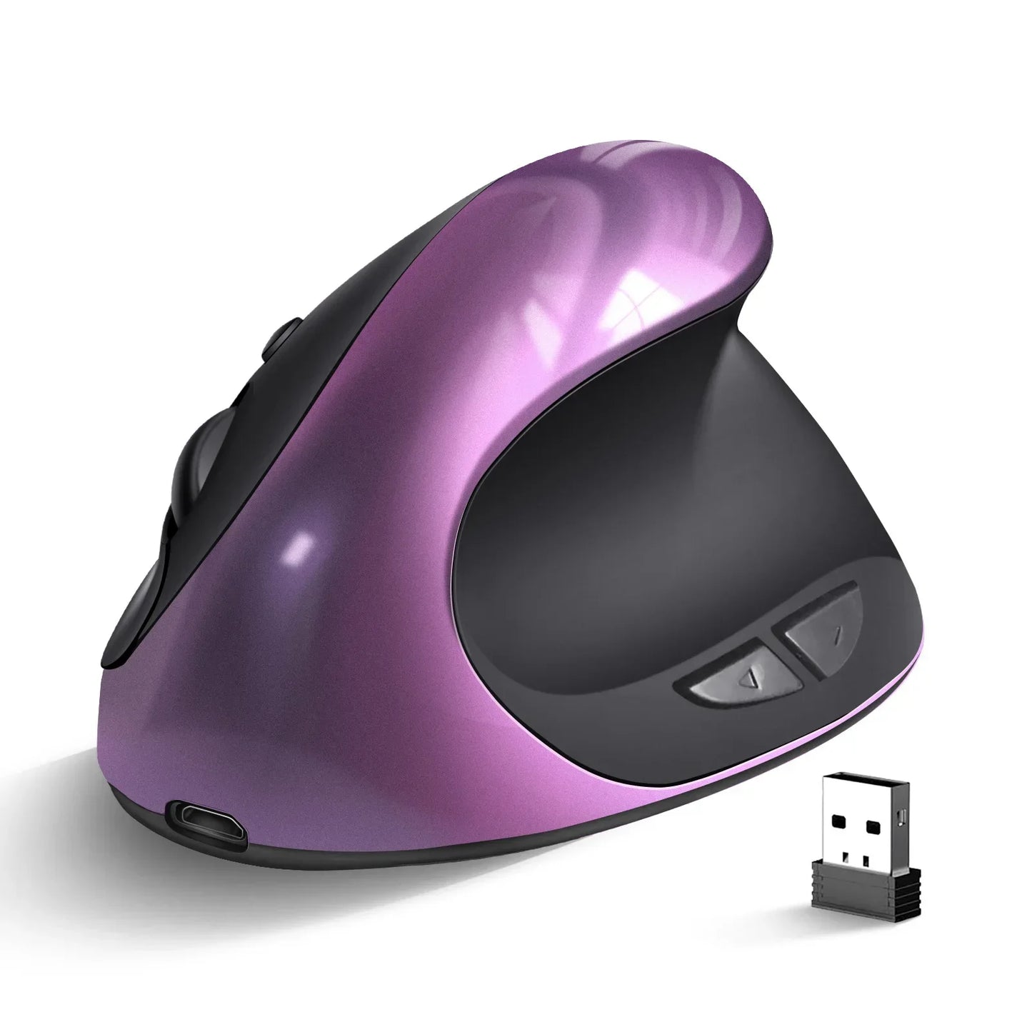 BTS-908 Ergonomic Wireless Vertical Mouse 2.4G USB Rechargeable Mouse with 1600 DPI Adjustable Sensitivity, 6 Buttons Computer Mouse
