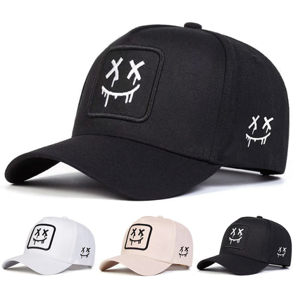 Cappellini da baseball unisex XX con ricamo a faccina sorridente, per primavera e autunno, da esterno, casual, regolabili, cappellino parasole, cappellino sportivo