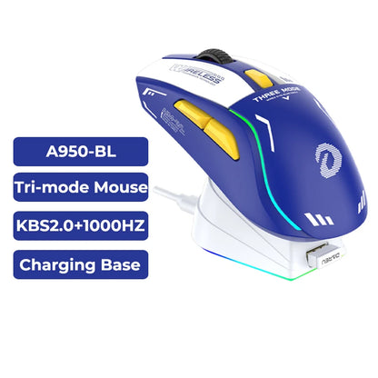 DAREU A950 Tri-Mode Wireless Gaming Mouse with Charging Dock, Bluetooth, 2.4G & Wired RGB Gaming Mouse, 12000 DPI Ergonomic Gaming Mouse for PC & Laptop
