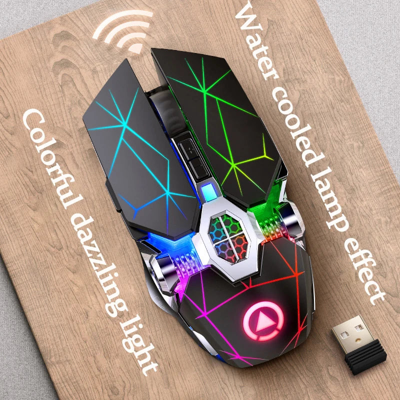 UTHAI A7 Rechargeable Wireless Bluetooth Mouse, Silent Ergonomic Wireless Mouse with RGB Light, 2.4GHz Gaming & Office Mouse