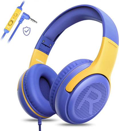 Awatrue Kids Headphones with Microphone, Safe Volume Limited Wired Kids Headphones for School, Toddler & Children, Comfortable Stereo Headset for Learning, Travel & Gaming