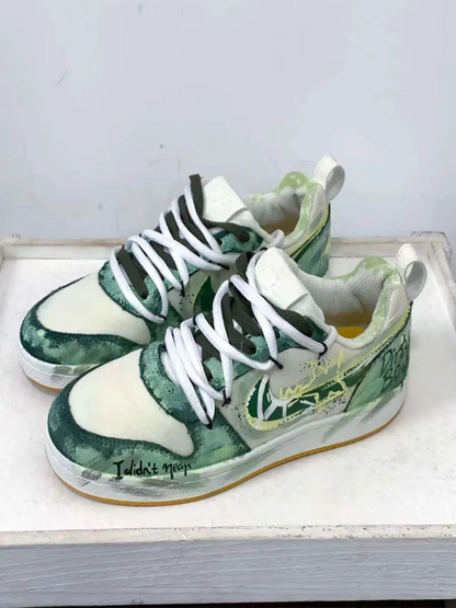 Spersonalizowane trampki Nike Court Borough PRM „Party Star” – spersonalizowane, dekonstruowane buty skateboardowe z niską cholewką i motywem graffiti dla mężczyzn
