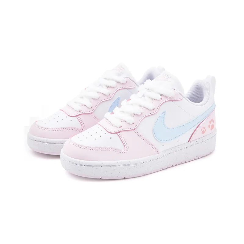 Персонализирани маратонки Nike Court Borough Sweet Cat Paw – свеж, момичешки стил, сладки и закачливи ниски дамски маратонки за скейтборд