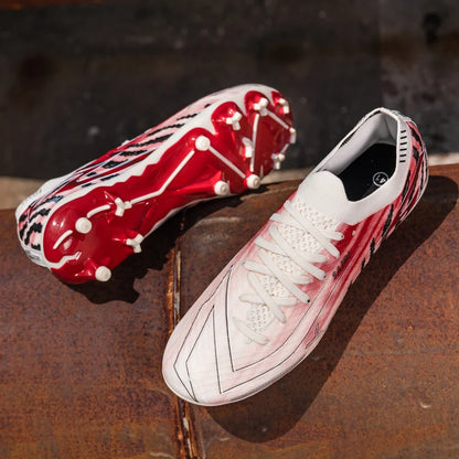 Chaussures de football AG FG pour hommes, tige en PU souple, structure de crampons renforcée, pour adultes, pour les matchs et entraînements de football en plein air sur pelouse.