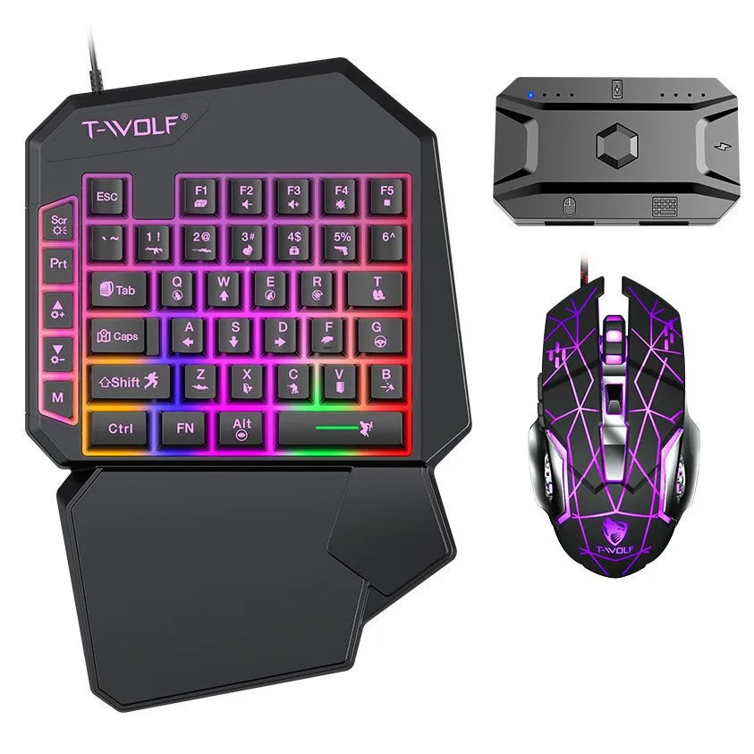 Kit Mobilador Gamer Gaming-Kit Tastatur Maus Mobile-Games-Konverter 3-in-1-Combo Einhand-Tastatur für PUBG Mobile Games TF900