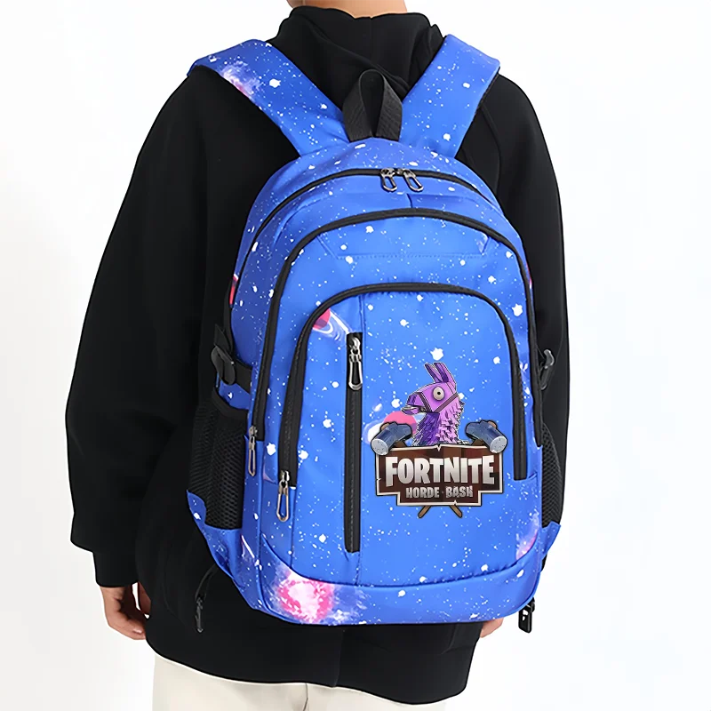 Mochila Fortnite Céu Estrelado de Grande Capacidade, Impermeável, com Compartimento para Portátil e Estampado de Personagem do Jogo, para Estudantes, Rapazes e Raparigas, Regresso às Aulas
