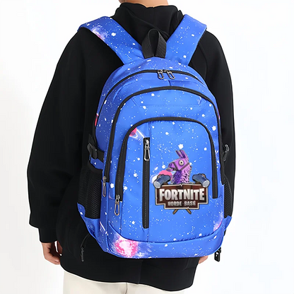 Mochila Fortnite Céu Estrelado de Grande Capacidade, Impermeável, com Compartimento para Portátil e Estampado de Personagem do Jogo, para Estudantes, Rapazes e Raparigas, Regresso às Aulas