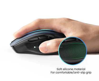UGREEN Wireless Mouse Bluetooth 5.0 & 2.4G Ergonomic Mouse, 4000 DPI Silent Wireless Mouse with 6 Buttons for Laptop, MacBook, PC & Tablet