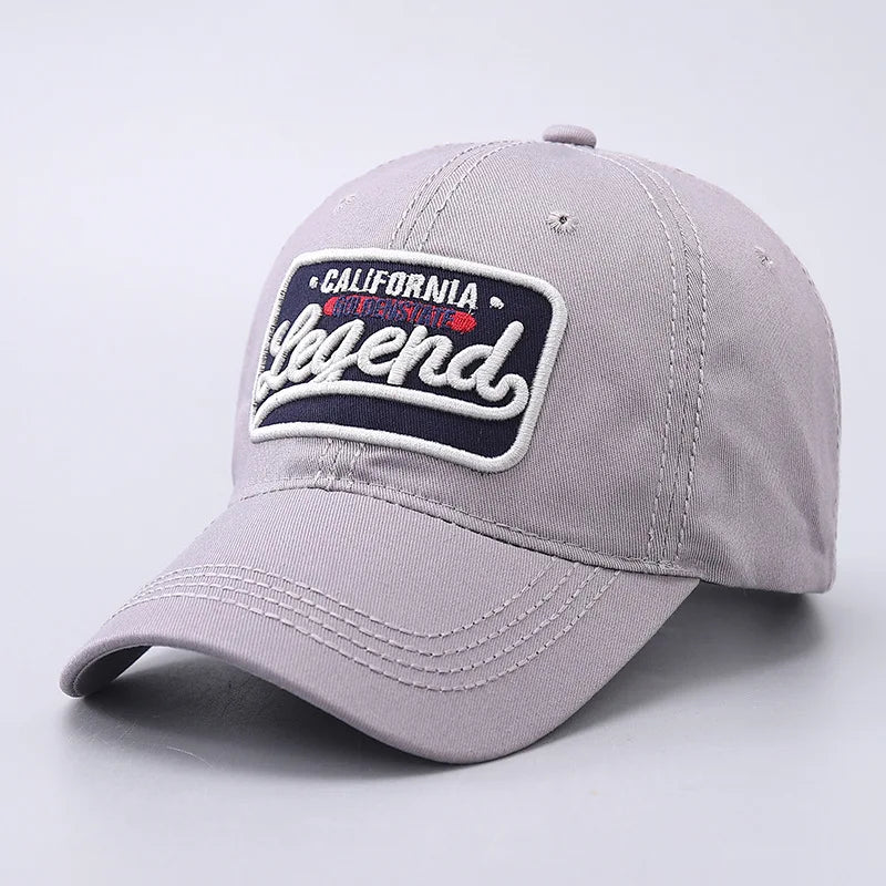 Cappellino da baseball con lettera ricamata in 3D, cappellino LEGEND in puro cotone con visiera ricurva e finitura lavata, adatto agli sport all’aria aperta e alla protezione dal sole
