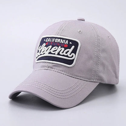 Cappellino da baseball con lettera ricamata in 3D, cappellino LEGEND in puro cotone con visiera ricurva e finitura lavata, adatto agli sport all’aria aperta e alla protezione dal sole