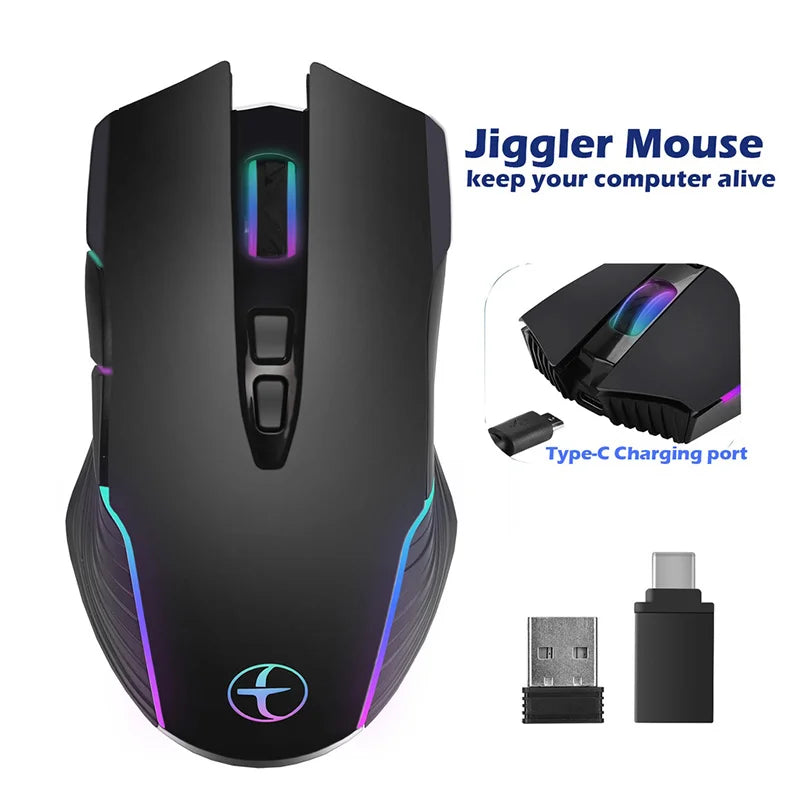 2.4G Wireless Mouse Type-C Rechargeable Silent Wireless Mouse for MacBook, Laptop & PC, Plug and Play Ergonomic Computer Mouse