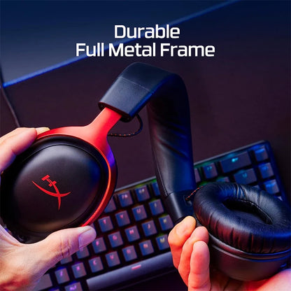 HyperX Cloud III Wired Gaming Headset with DTS X Spatial Audio, 53mm Drivers, Noise Cancelling Mic – USB & 3.5mm Gaming Headphones for PC, PS5, Xbox, Switch