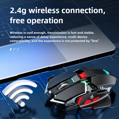 SC300 Wireless Mechanical Gaming Mouse, Rechargeable RGB Gaming Mouse with Adjustable DPI, Silent Ergonomic Wireless Mouse for PC, Laptop & Tablet