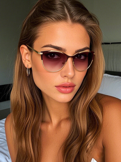 1Pc European and American Fashion Trend Cat Eye Sunglasses Women's Fashion Glasses Suitable for Seaside Vacation