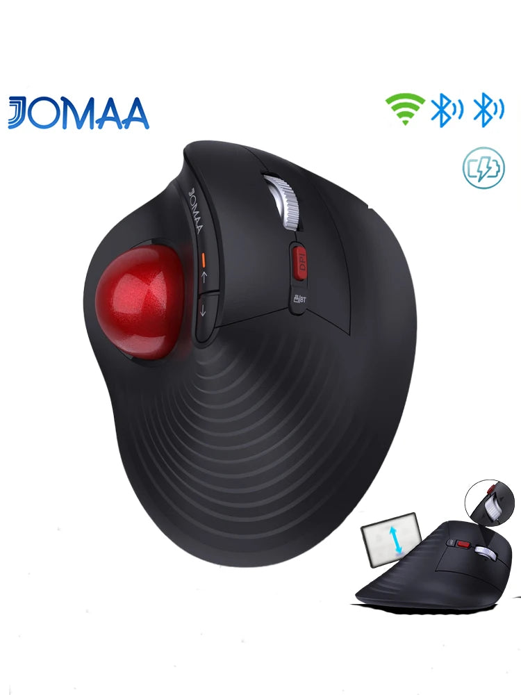 JOMAA Speed Roller trackball-mus trådlös tumstyrd mus tysta klick uppladdningsbar ergonomisk trackball-mus