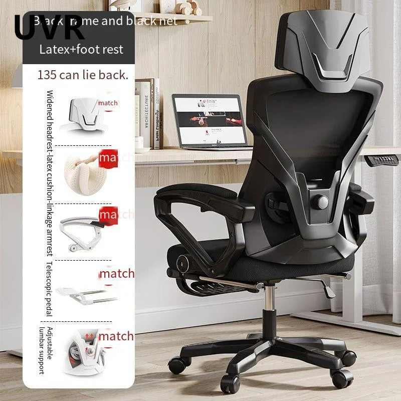 UVR Ergonomic Gaming Chair with Reclining Backrest, Breathable Mesh Office Chair, Adjustable Height Swivel Computer Chair for Work & Gaming