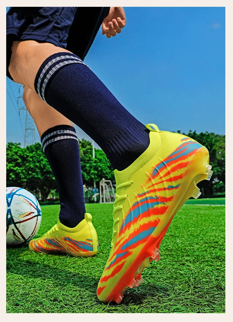 Chaussures de football pour homme, chaussures de sport, chaussures de match unisexes, crampons ultralégers, confortables, antidérapantes, pour l'extérieur, pour adultes, pour gazon, de haute qualité