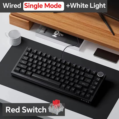 AJAZZ AK820 Pro Gaming Mechanical Keyboard Bluetooth 5.1 Wireless RGB Hot Swappable Gasket Keyboard with TFT Screen & Knob