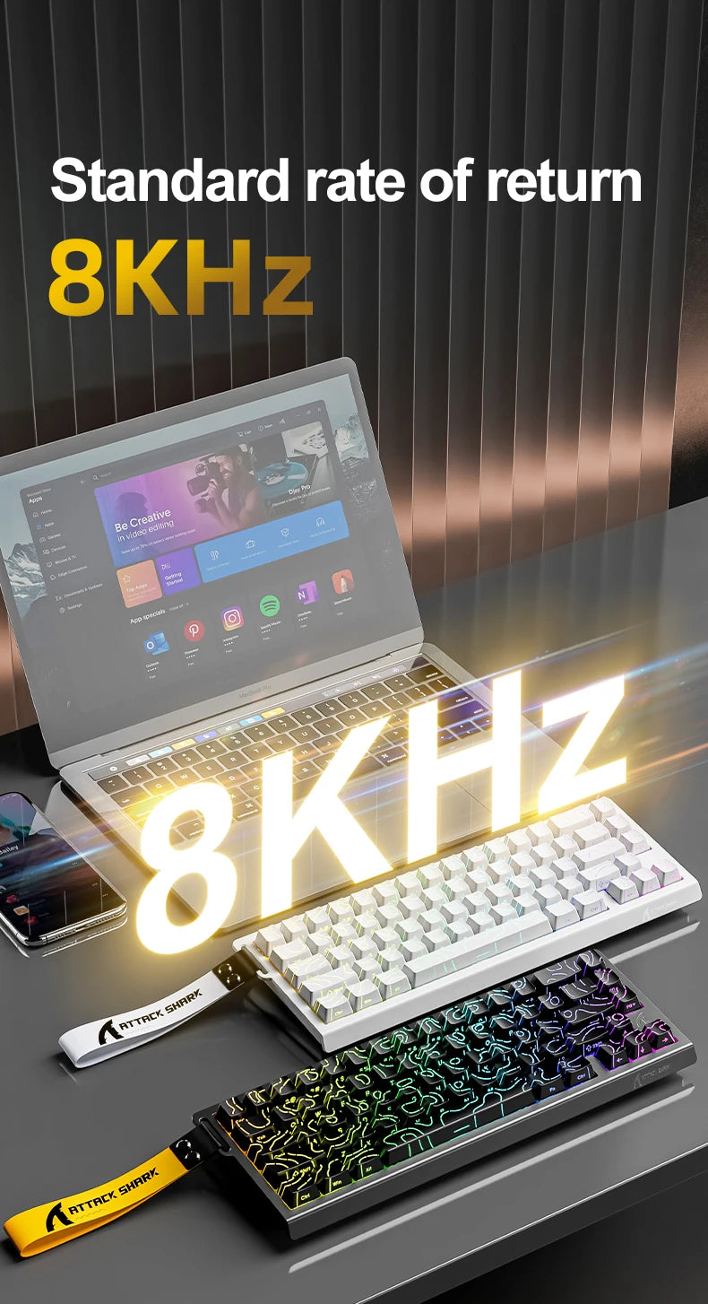 ATTACK SHARK X68HE Magnetic Mechanical Keyboard, 8000Hz Rapid Trigger Gaming Keyboard with Hall Effect Magnetic Switches, SOCD, 0.01mm RT, Wired RGB Keyboard