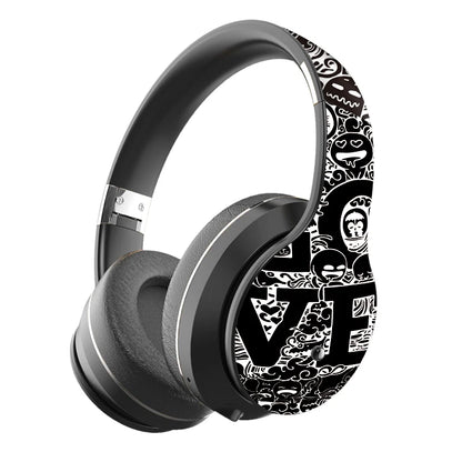 Wireless Bluetooth 5.0 Headphones Over Ear Headest Graffiti Design Foldable Headphone with Mic Hi-Fi Stereo For phone pc laptop