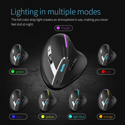 ZELOTES F36 Vertical Wireless Mouse Bluetooth Ergonomic Mouse, Rechargeable 2.4G Wireless Gaming Mouse, 2400 DPI Programmable Mouse for Laptop & PC