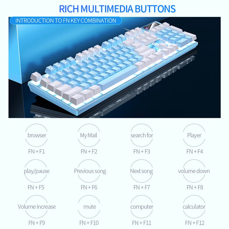YINDIAO Wired USB Gaming Keyboard with Backlight, 104-Key Ergonomic Gaming Keyboard for PC, Laptop & Desktop, RGB Gamer Keyboard for Office & Gaming