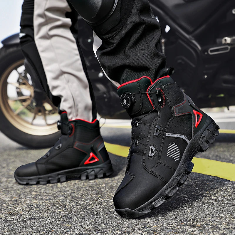 Bottes de moto professionnelles pour hommes, chaussures de course tout-terrain, équipement de moto urbaine, en cuir microfibre ultra-fin