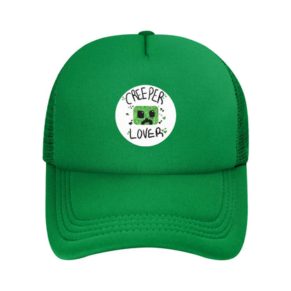 Adult Creepers Big Face Videogame  Trucker Cap Mesh Baseball Cap Polyester Hat Sun Hat Adjustable Racing Cap Summer