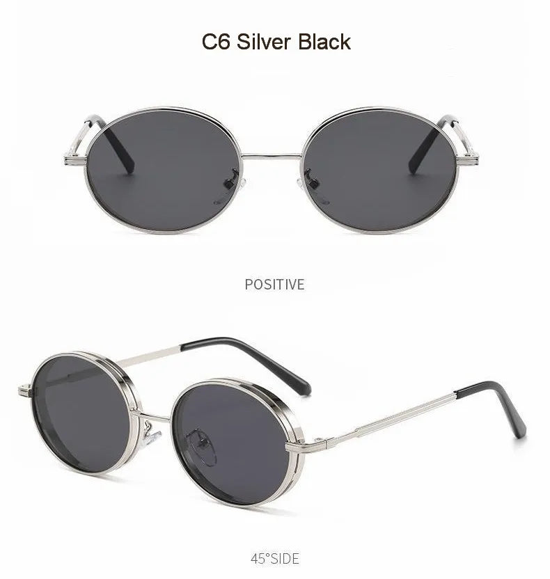Oval Steampunk Sunglasses For Women Retro Sun Glasses Male Female Brand Designer Metal Frame Eyewear Lentes De Sol Mujer