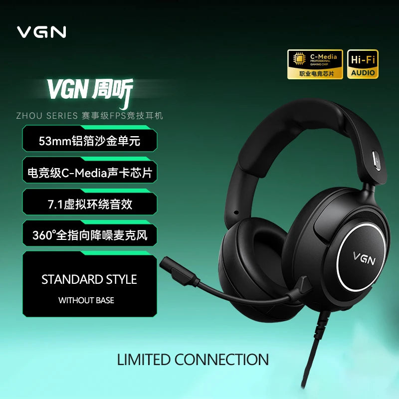VGN Zhou Series Pro Max Over-Ear Gaming Headset, Delta Game Noise-Canceling, Four-Mode Wireless PC Bluetooth Headset