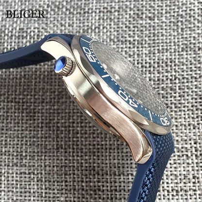 BLIGER Luxury 41mm Mechancial Men Watch Sapphire Glass NH35AMIYOTA PT5000 Movement Steel Bracelet Ceramic Bezel Date Function