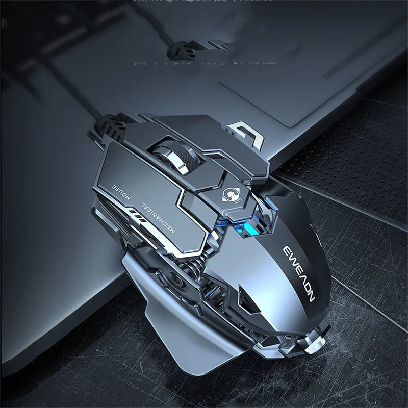 Mechanical Metal Gaming Mouse Wired Ergonomic RGB Gaming Mouse, 12800 DPI Optical USB Gaming Mouse with 7 Programmable Buttons for PC & Laptop