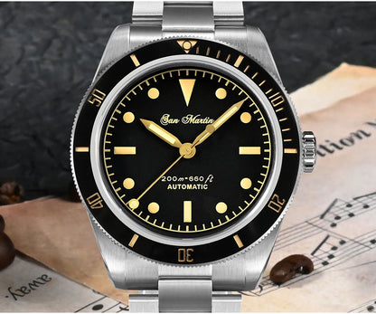 San Martin Vintage 38mm 6200 Diver Watch New Upgraded for Men Luxury NH35 Automatic Mechanical Sapphire Waterproof 200m Relojes