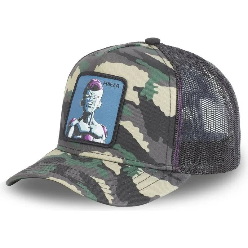 Cappellino da viaggio estivo Dragon Ball Buu Goku per uomo, con visiera, ricamo, stile hip-hop, visiera parasole, regolabile, in rete, tipo "trucker"
