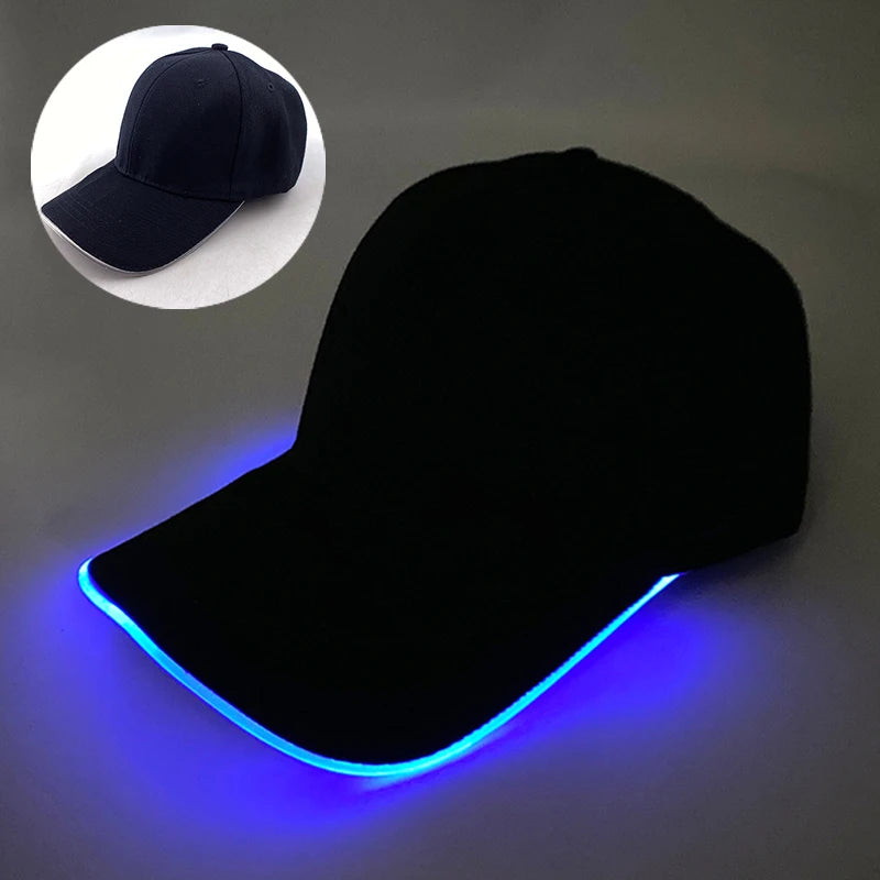 Cappello per adulti con LED e fibra ottica, cappellino alla moda, cappello di tendenza per discoteca, concerti, balli in maschera, eventi all’aperto e divertimento, cappello rap estivo