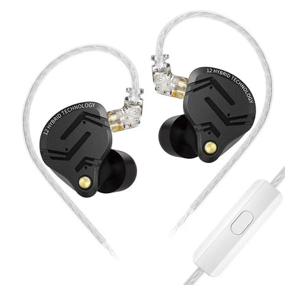 KZ ZS12 PRO X Hybrid Dynamic Balanced Armature IEM Earphones, HiFi In-Ear Monitor Headphones with Detachable Silver-Plated Cable, Studio-Grade Wired Earbuds