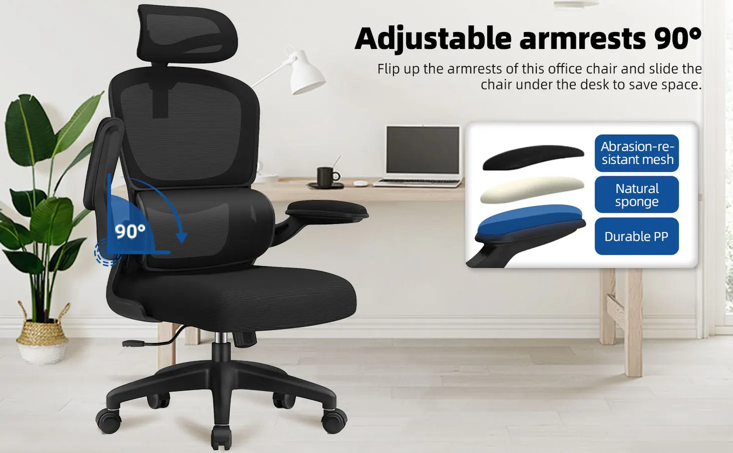 Daccormax Ergonomic Office Chair with Lumbar Support, Adjustable Headrest & Armrests, Computer Desk Chair with 150kg Capacity