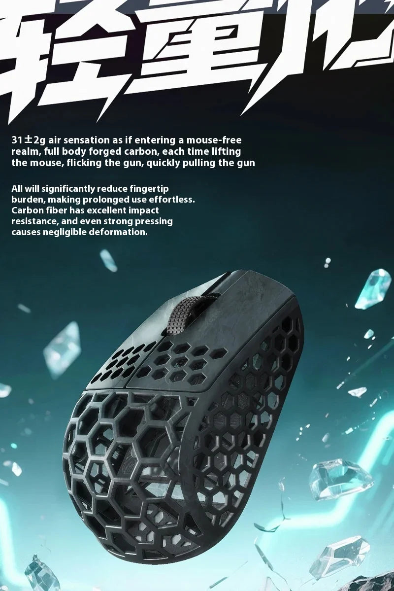 Darmoshark M5 Air Forged Carbon Fiber Gaming Mouse, Wireless 8K Gaming Mouse, 30K DPI Ultra-Lightweight Gaming Mouse for Finger Grip & Small Hands