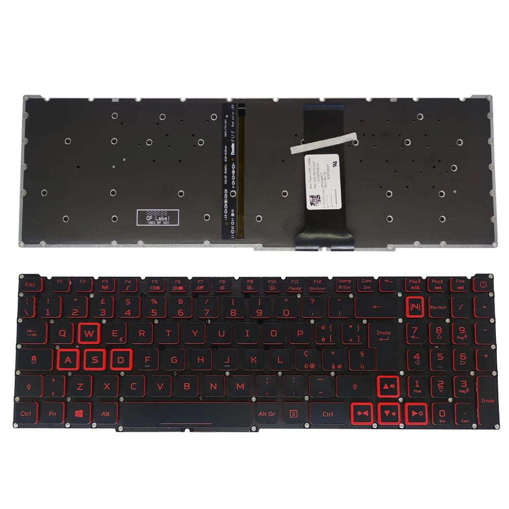 Teclado retroiluminado PT-BR Brazil US RU para Acer Nitro 5 AN515-54 AN515-43 AN517-52 AN517-51 AN517-54 AN715-51 Spain LA IT TR GR FR