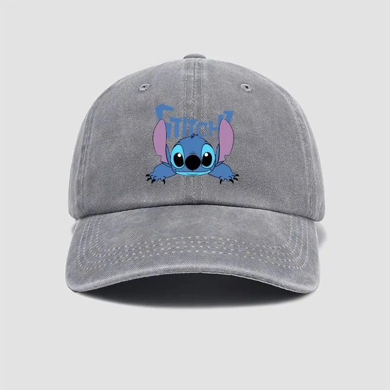 Stitch Casual Hat Kawaii Cartoon Anime Figure Baseball Caps Breathable Snapback Sun Hats Adjustable Peaked Cap Unisex Kids Gifts
